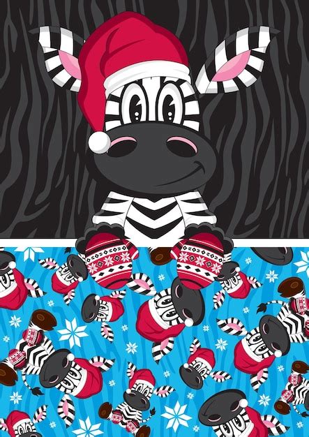 Personagem Bonito De Desenho Animado Papai Noel Zebra De Natal