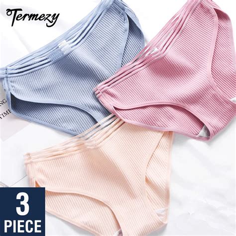 Termezy Women Plus Size Cotton Panties Female Lace Edge Breathable