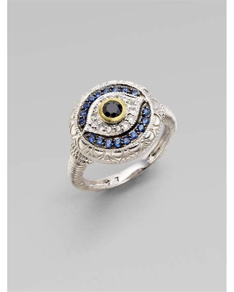 Judith Ripka Black White And Blue Sapphire Sterling Silver Evil Eye