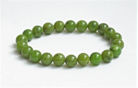 Nephrite Jade Bracelet 8mm Canadian Jade Bracelet Stress Etsy