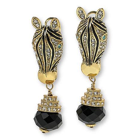 Heidi Daus Zebra Tails Pavé Crystal and Enamel Earrings 23101983 HSN