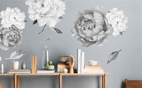 Peony Watercolor Wall Decals Black And White Watercolor