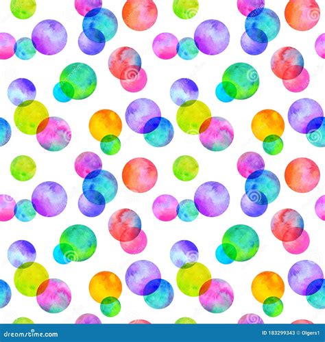 Polka Dot Multi Colored Watercolor Seamless Pattern Abstract