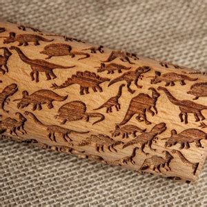 Dinosaur Cookie Stamp Engraved Rolling Pin Embossed Dough Roller