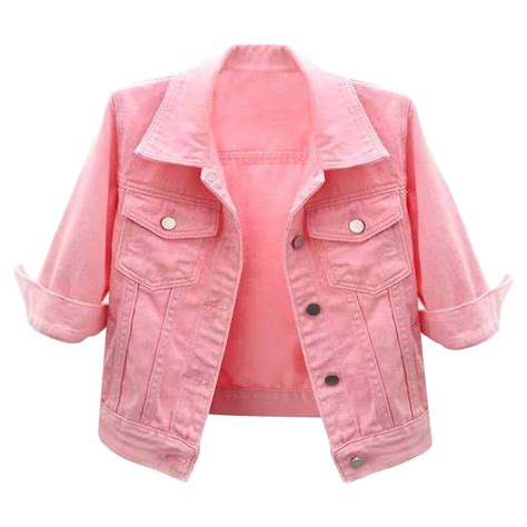 Women 34 Sleeve Retro Short Denim Jackets Strech Cropped Jean Trucker Coats Ebay