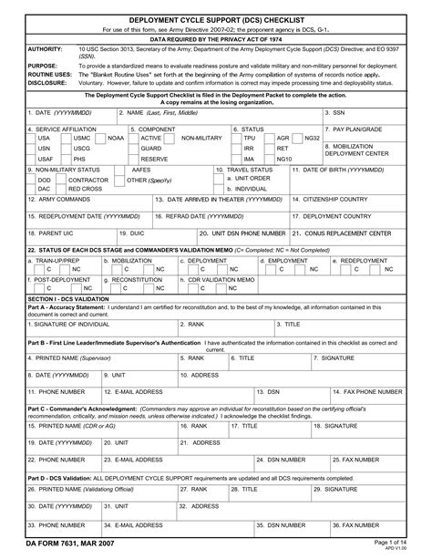 Da Form 7631 ≡ Fill Out Printable Pdf Forms Online