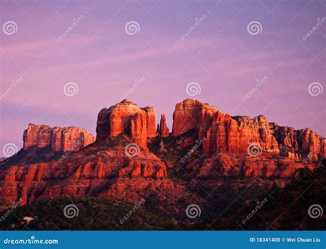 Cathedral Rock In Sedona Arizona At Sunset Stock Photo Image Of