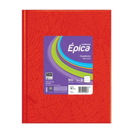 Cuaderno araña Épica N3 tapa dura rojo 19 x 23cm 48 hojas rayadas