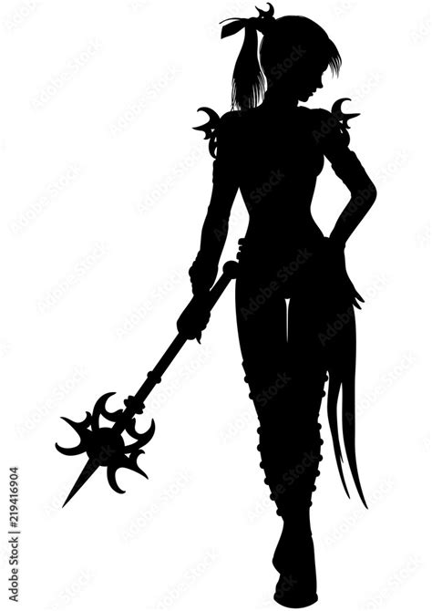 Wizard Warrior Woman Silhouette Illustration A Fantasy Woman Wizard