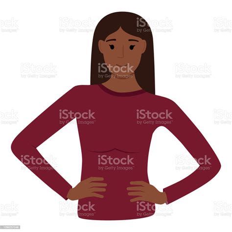 Beautiful Dark Skinned Girl On White Background Vector Illustration