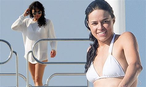 Michelle Rodriguez Flaunts Her Figure In White Bikini In St Tropez Daily Mail Online