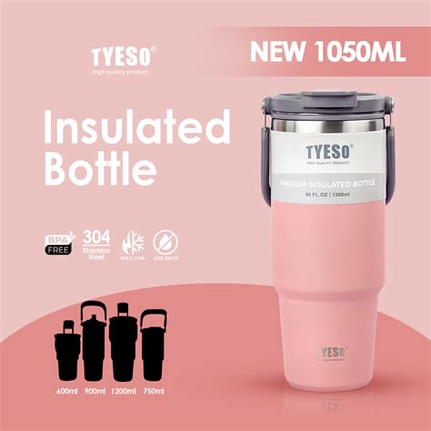 Tyeso Official Store Tumbler Pink With Accessories Set Hot And Cold Hours Water Bottles