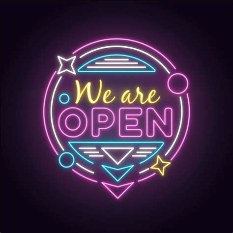 Free Vector Colorful Neon We Are Open Sign