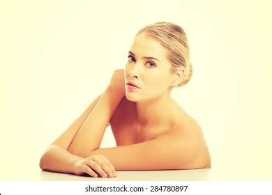 Portrait Nude Woman Sitting Desk Looking Stock Photo 284780897 Shutterstock