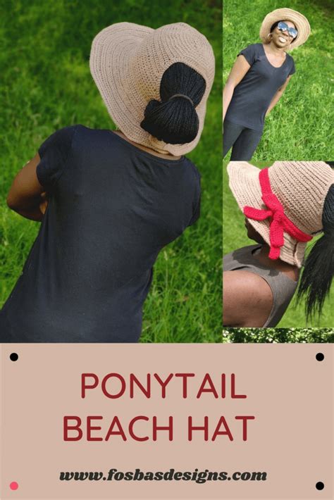 Crochet ponytail sun hat free pattern - Fosbas Designs