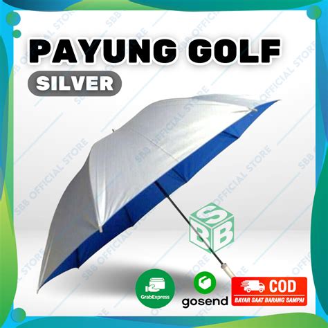 Jual Payung Golf Jumbo Polos Warna SILVER Payung Silver Polos Besar