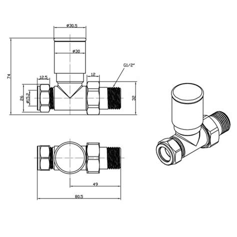 JTP Brushed Brass Straight Manual Radiator Valves 23RVSBBR