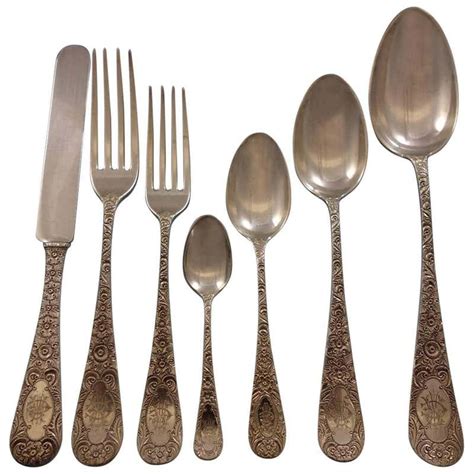 Antique Chased By Gorham Sterling Silver Flatware Set For 16 Service 112 Pcs At 1stdibs