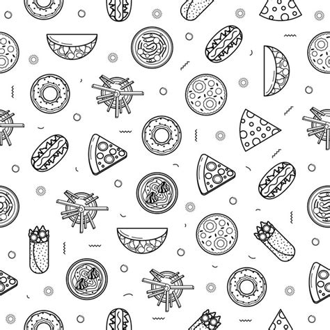 Premium Vector Abstract Doodle Seamless Pattern Hand Drawn Fast Food