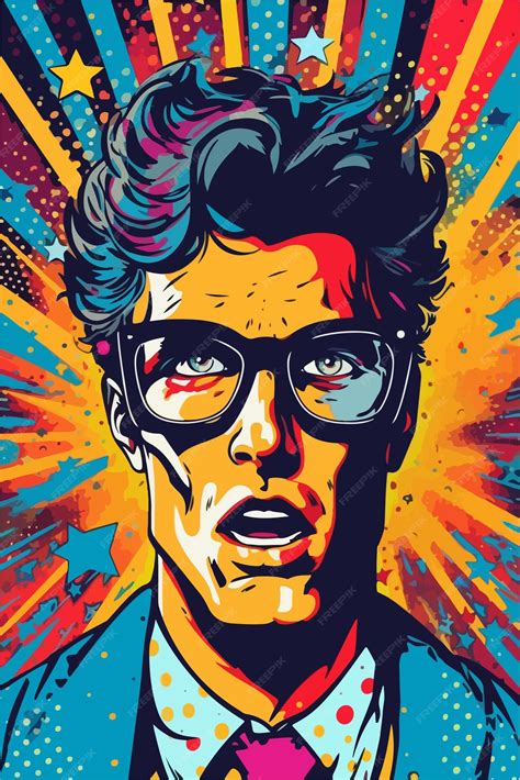 Premium Vector Colorful Pop Art Boy Retro Background Isolated Vector