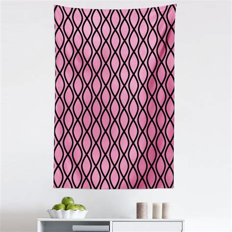 Hot Pink Tapestry Vertical Wavy Lines Tangled Stripes Curves Girlish Feminine Design Modern