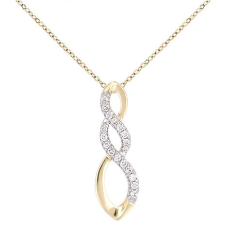 Sparkld 18ct Yellow Gold 008ct Diamond Infinity Pendant Necklace