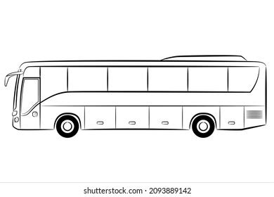 Hand Drawn Line Passenger Bus Outline Stock Illustration 2093889292 ...