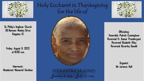 Holy Eucharist In Thanksgiving For The Life Of Patricia Jones Youtube