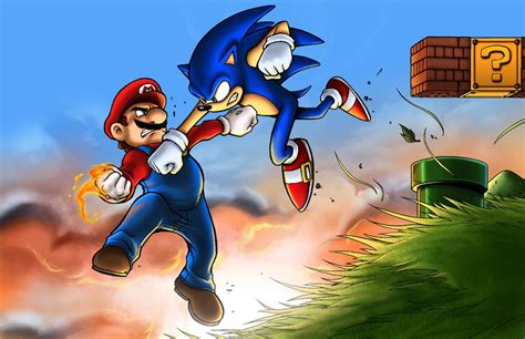 Mario Vs Sonic Super Mario Art Sonic Mario