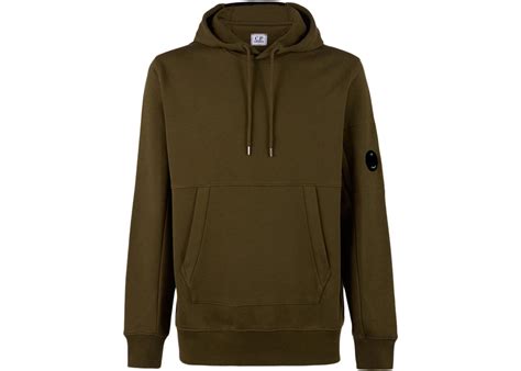 Cp Company Diagnol Raised Fleece Hoodie Ivy Green Mens Us