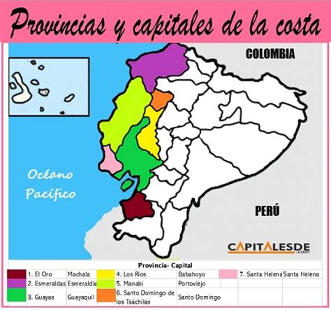 Provincias De La Costa Ecuatoriana Y Sus Capitales Capitales De