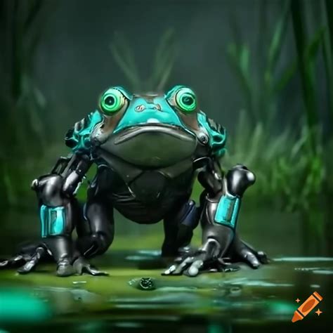 Mechanical Frog With Plasma Rifle In A Swamp On Craiyon