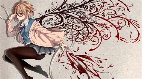 Wallpaper Drawing Illustration Anime Girls Artwork Cartoon Kyoukai No Kanata Pattern