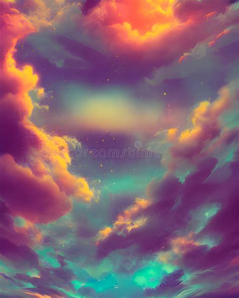 Aesthetic Template Dreamy Cloud Banner Dreamy. 3D Render of Sky and ...