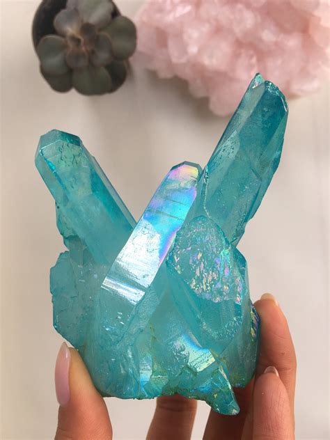 Blue Aura Quartz Cluster Blue Angel Aura Quartz Aqua Aura Etsy