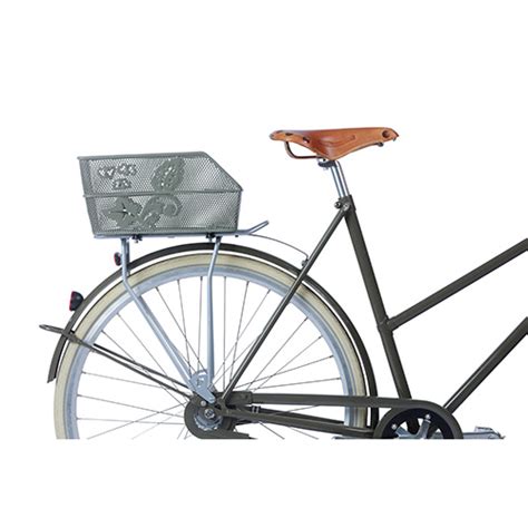 Basil Cento Flower S Bike Basket Rear Olive Green Basil