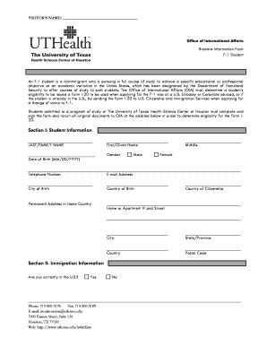 Fillable Online Medschool Uth Tmc Biodata Student Information Form