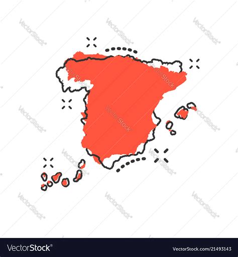 Cartoon spain map icon in comic style sign Vector Image