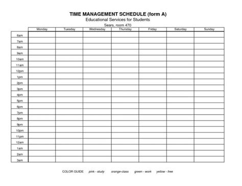 Daily Time Management Sheet Template —