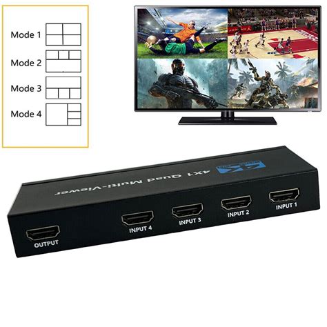 4K HDMI Multi Viewer 4x1 HDMI Quad Screen Multiviewer 4 In 1 Seamless