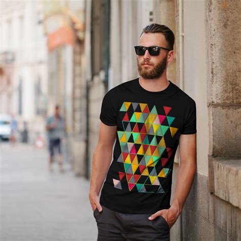 Wellcoda Geometric Stylish Mens T Shirt Abstract Graphic Design