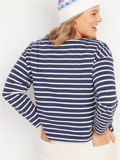 Loose Mariner Stripe Long Sleeve Henley T Shirt Old Navy