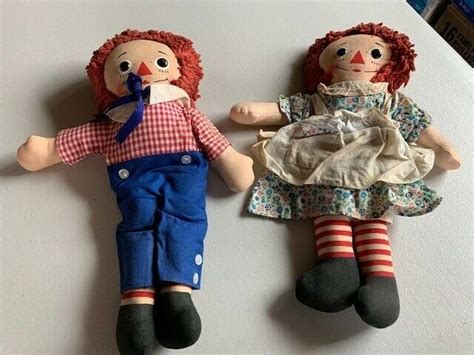 Â Raggedy Ann and Andy Vintage Dolls Set 15â Vintage Plush Dolls