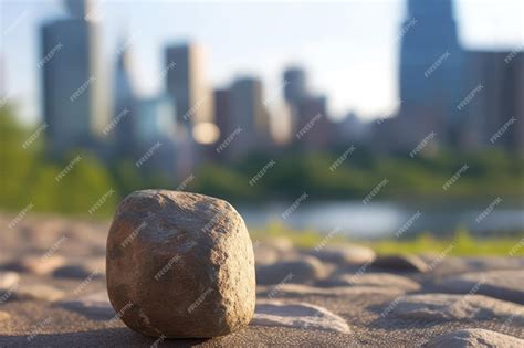 premium ai image closeup  rock  urban park pathway