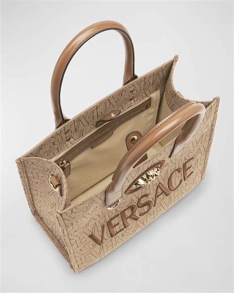 Versace La Medusa Small Logo Canvas Tote Bag Neiman Marcus