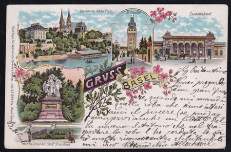 Schweiz Lithographie Gruss Aus Basel 4 Bilder Briefmarken World