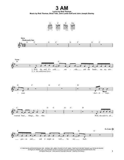 3 Am Par Matchbox Twenty Partitions Pour Guitare Facile Sur Sheet Music Direct