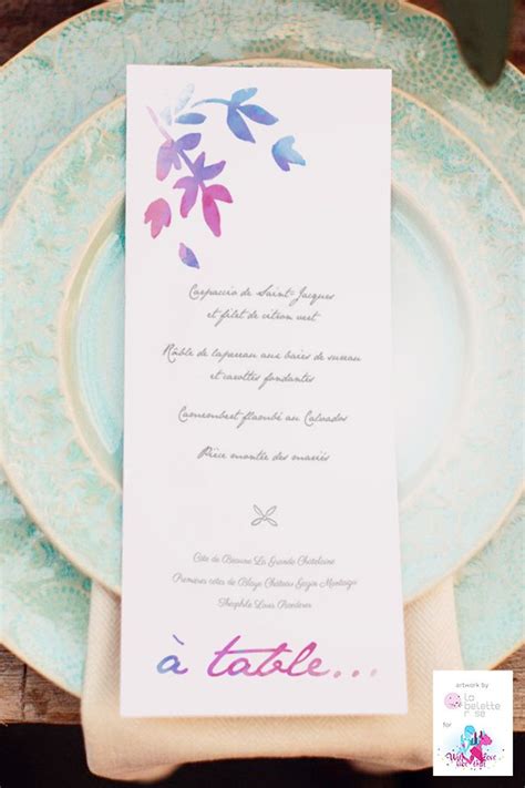 Un Joli Design Pour Vos Menus De Mariage Par La Belette Rose With A