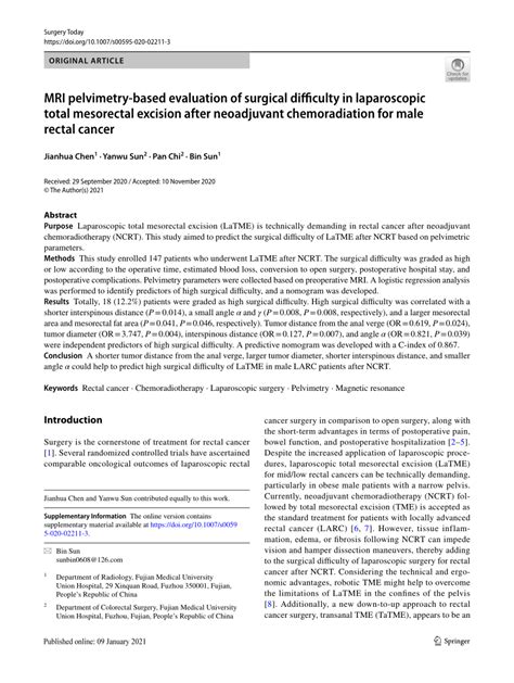 Pdf Mri Pelvimetry Based Evaluation Of Surgical Difficulty In