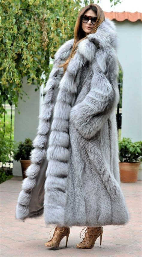 Bnwt New Long Floor Length Real Luxury Platinum Fox Fur Leather Coat Hood Hooded In 2020 Long